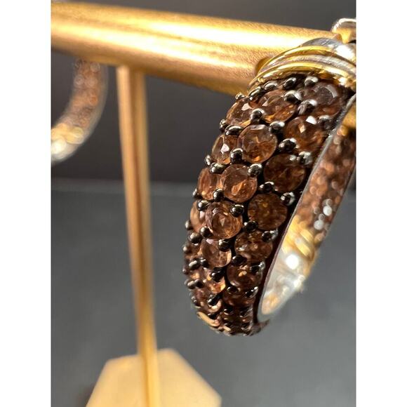 Andalusite inside out hoop earrings in gold and rhodium over sterling silver - Picture 14 of 16